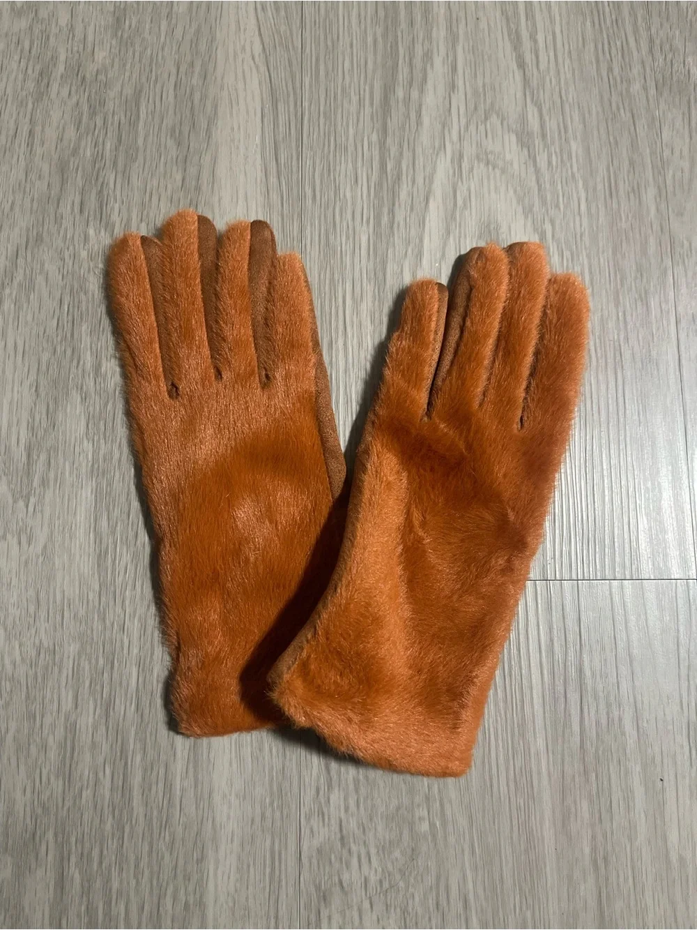 Faux Fur Brown/Orange Women's Gloves